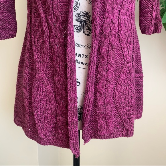 Pink Cardigan Knit 3/4 Sleeve Cardigan Fuchsia Sz M - Picture 5 of 16